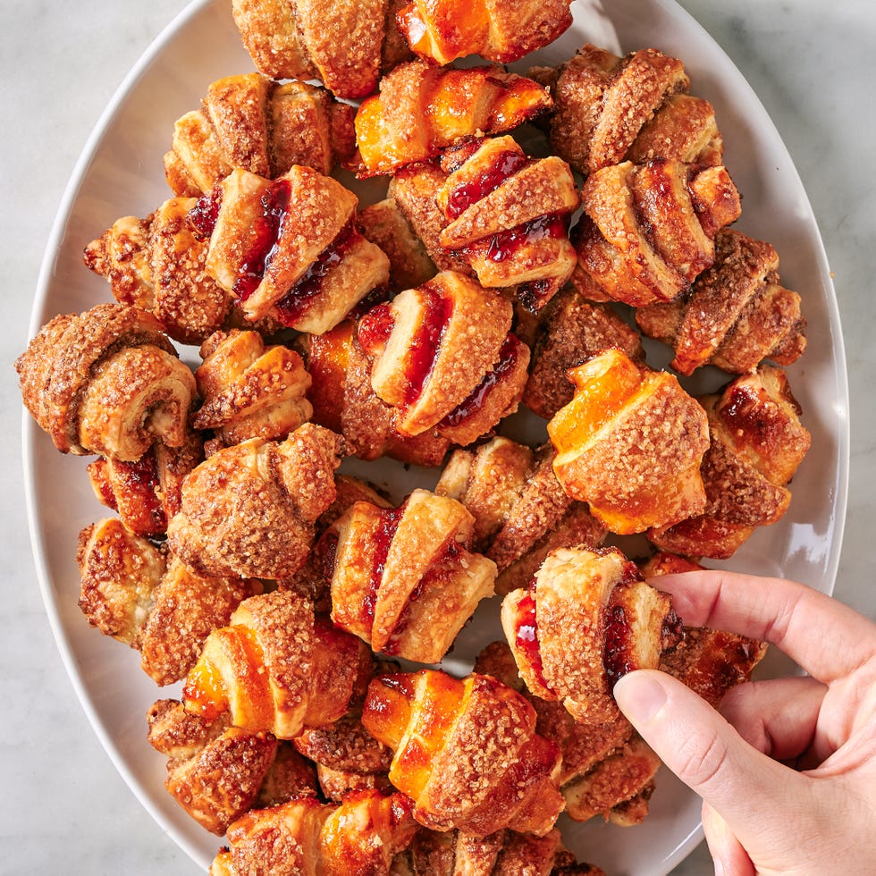 rugelach filled with raspberry and apricot preserves