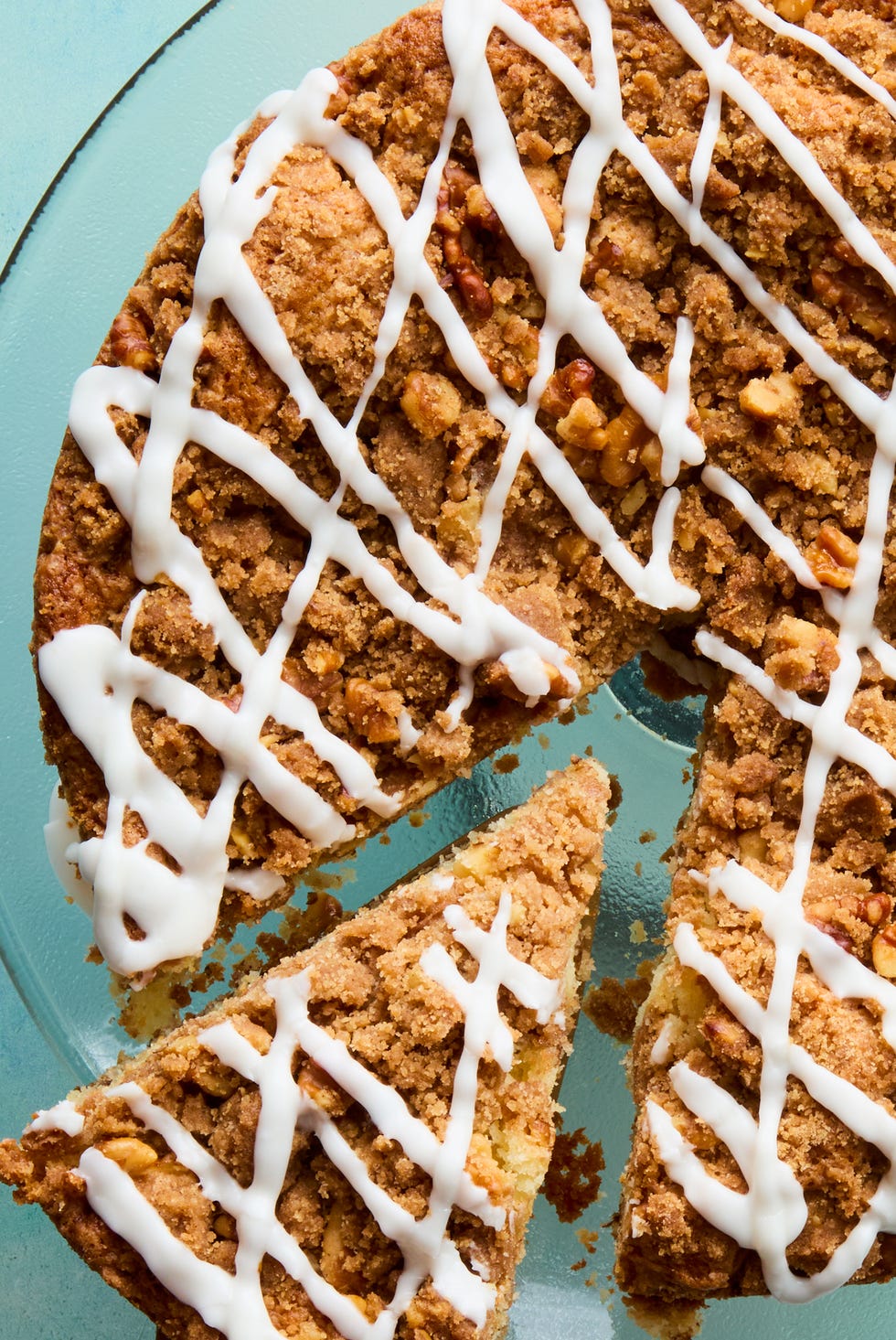 Rum Crumb Cake rum crumb cake drizzled with icing