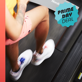 Best Prime Day Treadmill Deals of 2025 side by side of a nordictrack treadmill and someone running on a treadmill