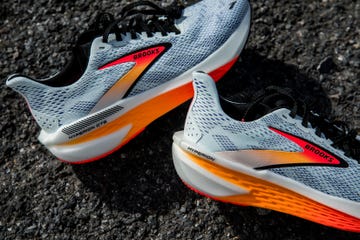 brooks hyperion gts 2 stability running shoe on a rough surface