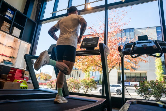 running on a treadmill