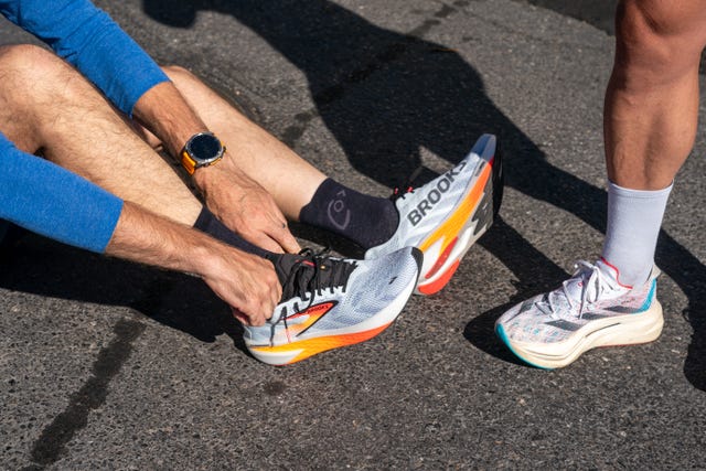 runners and running shoes close up