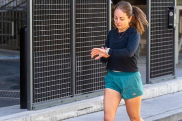 person jogging outdoors in casual athletic wear