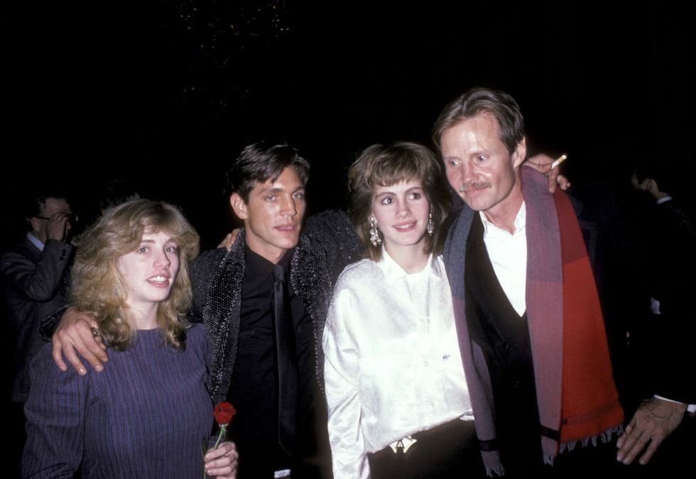 actor eric roberts, actress julia roberts and their sister lisa roberts and actor jon voight attend the runaway train premiere party on december 4, 1985 at the plaza hotel in new york city