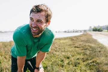 Runner Knelt Over & Resting with Dirt on His Face