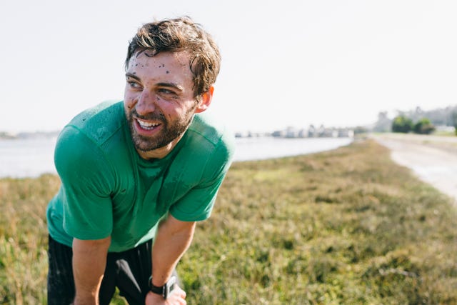 Runner Knelt Over & Resting with Dirt on His Face
