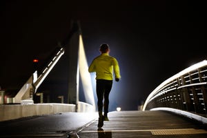 runner on bridge