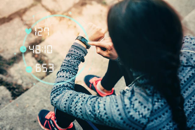 Runner using smart watch