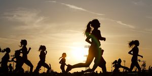 runners compete in a 5k at sunset in corona, california