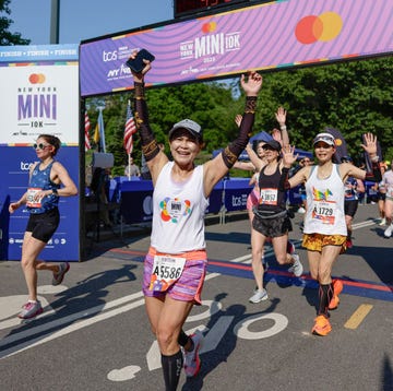 2023 Mastercard NY Mini 10K crossing the finish line at the new york mini 10k race