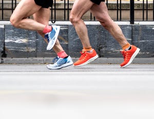 runners running fast in a career marathon for the city