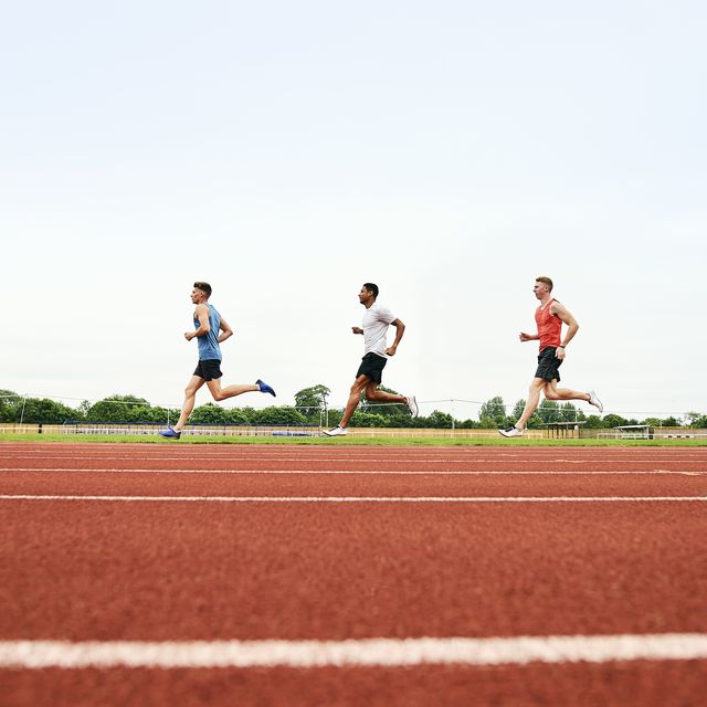 runners training on running track