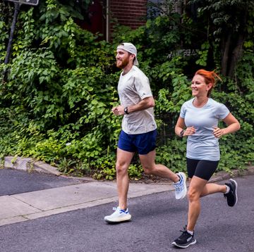 a man and woman jogging