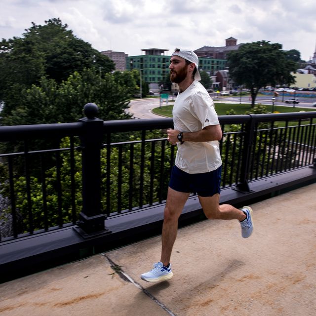 a person running on a bridge