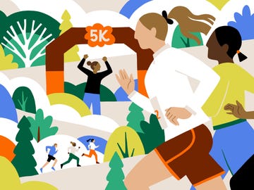 an illustration of runners participating in a 5k event