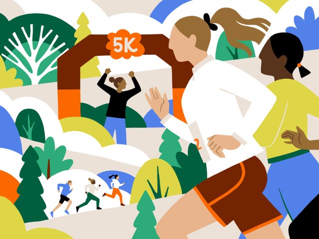 an illustration of runners participating in a 5k event