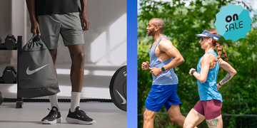 nike men's totality dri fit unlined versatile shorts, a man and a woman wearing running apparel running together