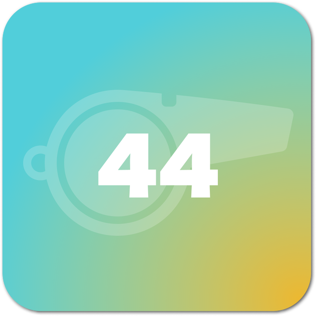 icon displaying the number 44 alongside a whistle graphic