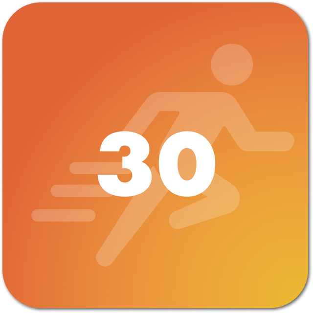 graphic showing a runner icon with the number 30