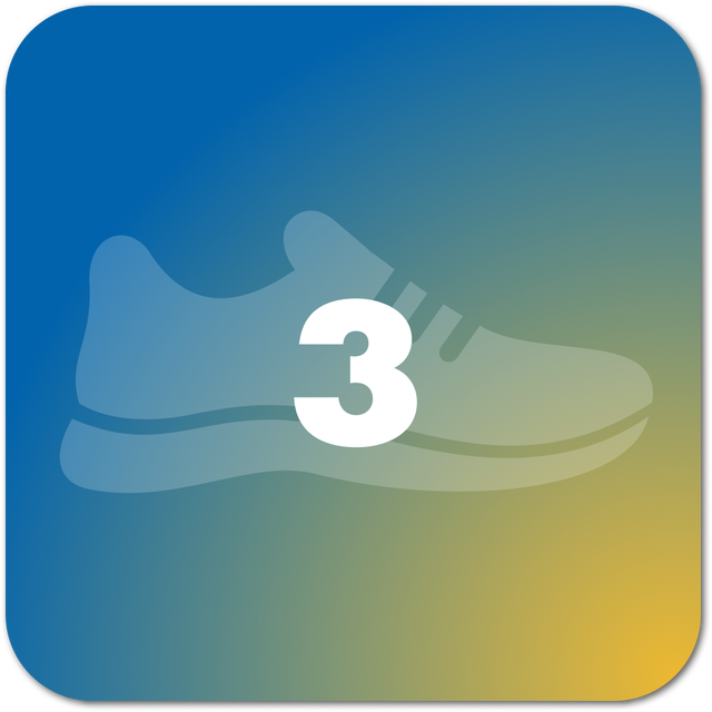 graphic showing running shoe icon with number 3