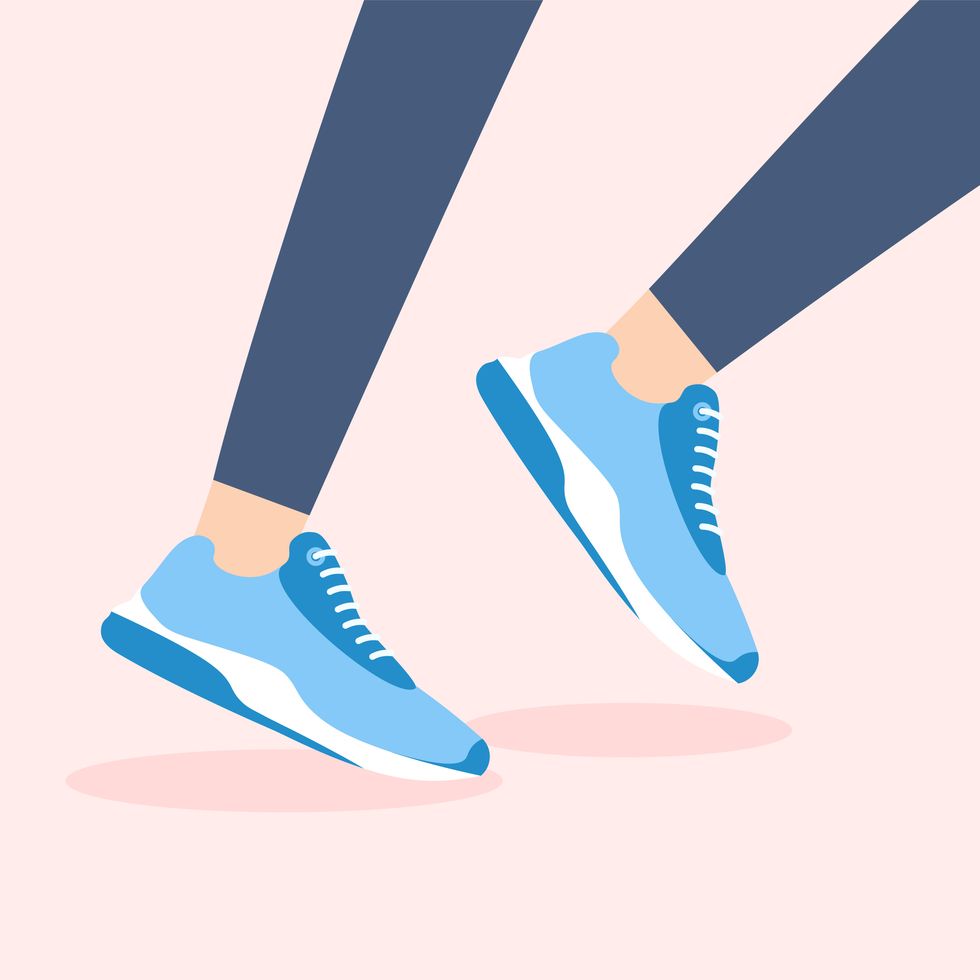 running legs in a sport sneakers