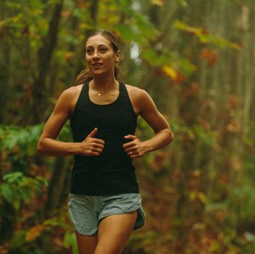 running MISBHV mental health woman in woods