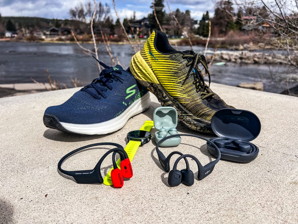 running headphones and earbuds