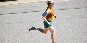 a person running with headphones