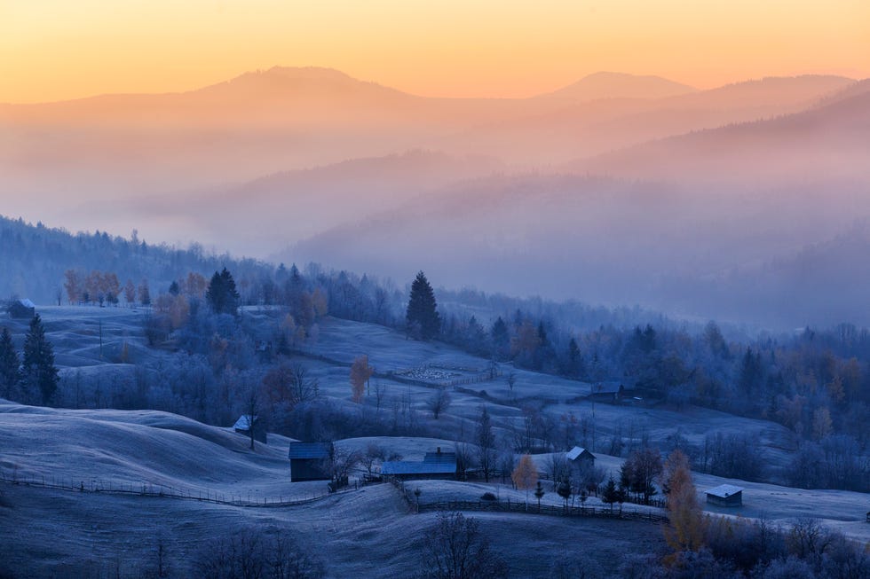 A rural screen in Bukovina at sunset. A rural screen in Bukovina at sunset.