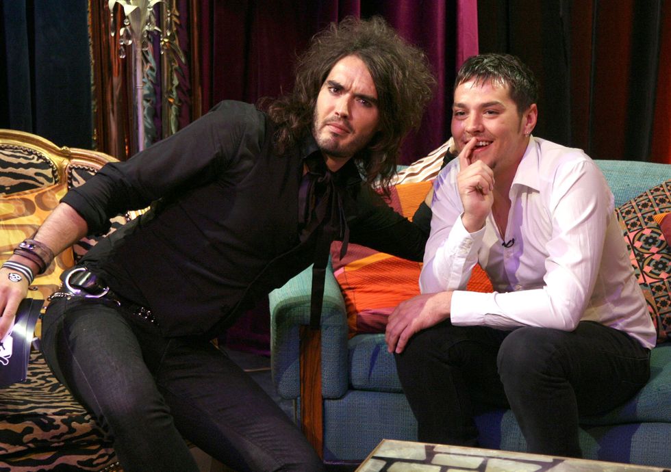 host russell brand and matt jay appearing on no 1 leicester square