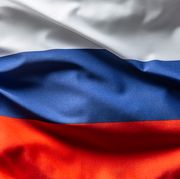 russia flag blowing in the wind