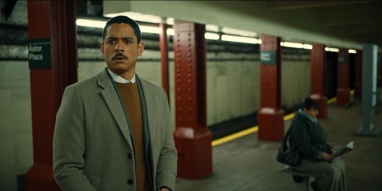charlie barnett is pictured in a new york subway station in russian doll season 2 still