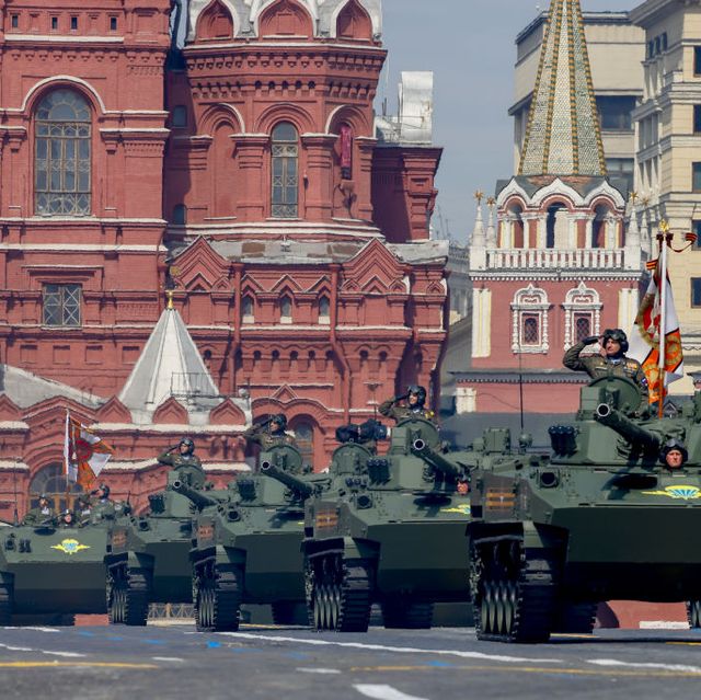 rehearsal of victory day military parade in moscow