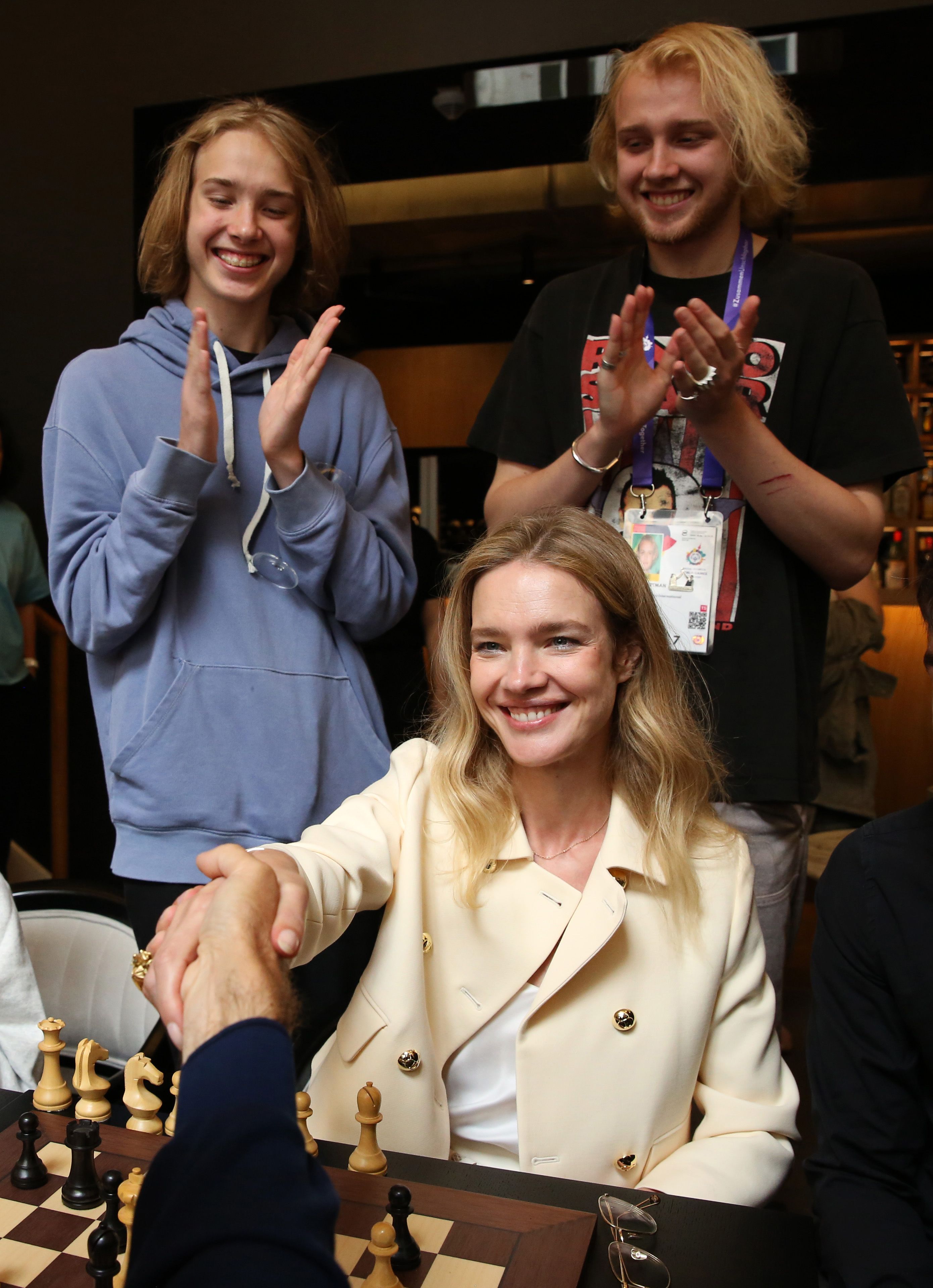 model natalia vodianova visits berlin chess club