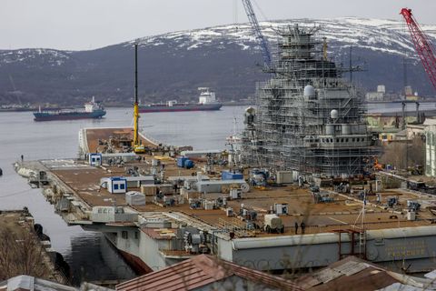 russian aircraft carrier admiral kuznetsov in murmansk