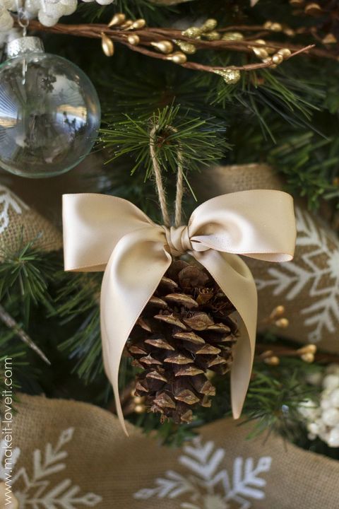 rustic christmas ornaments pinecone bow ornament