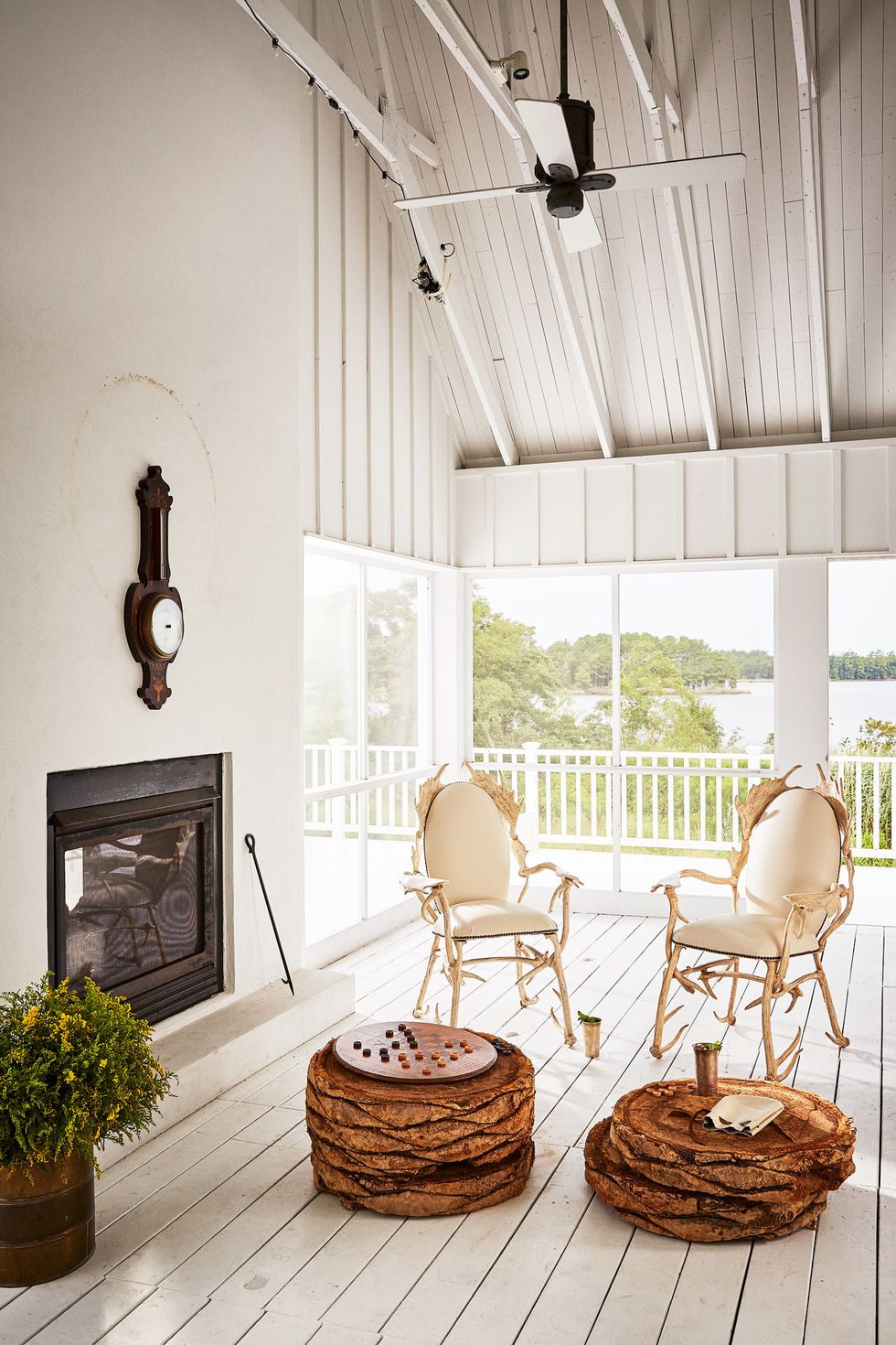 modern and rustic white screen in porch