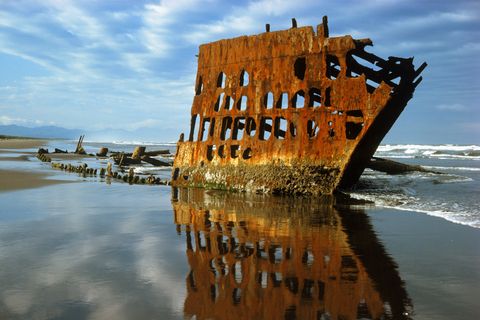 rusty old sunken ship peter iredale oregon coast