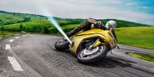 Land vehicle, Vehicle, Motorcycle, Motor vehicle, Asphalt, Automotive tire, Road, Yellow, Motorcycling, Mode of transport, 