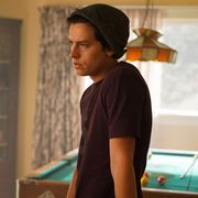 riverdale    chapter fifty nine fast times at riverdale high    image number rvd402a0084jpg    pictured l r trinity likins as jellybean and cole sprouse as jughead    photo colin bentleythe cw    © 2019 the cw network, llc all rights reserved