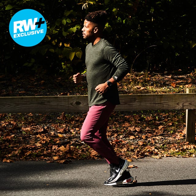 person jogging in a park setting