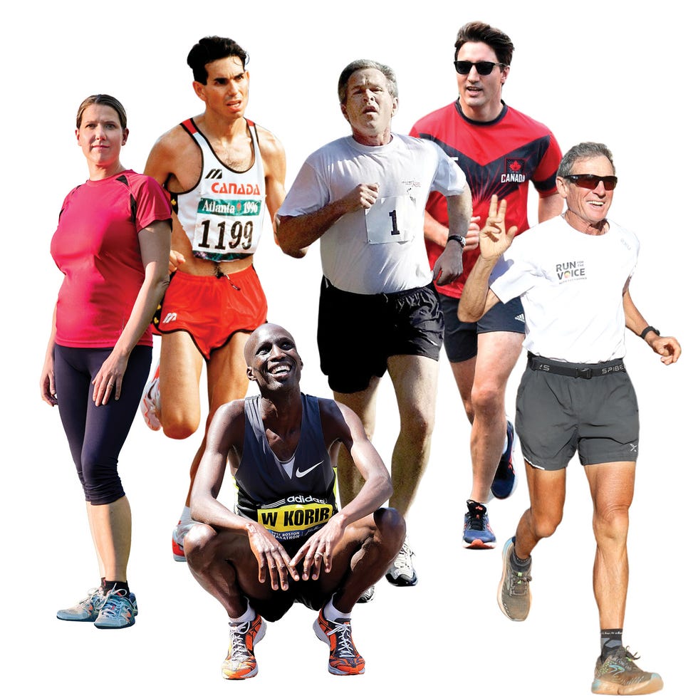 a group of people running