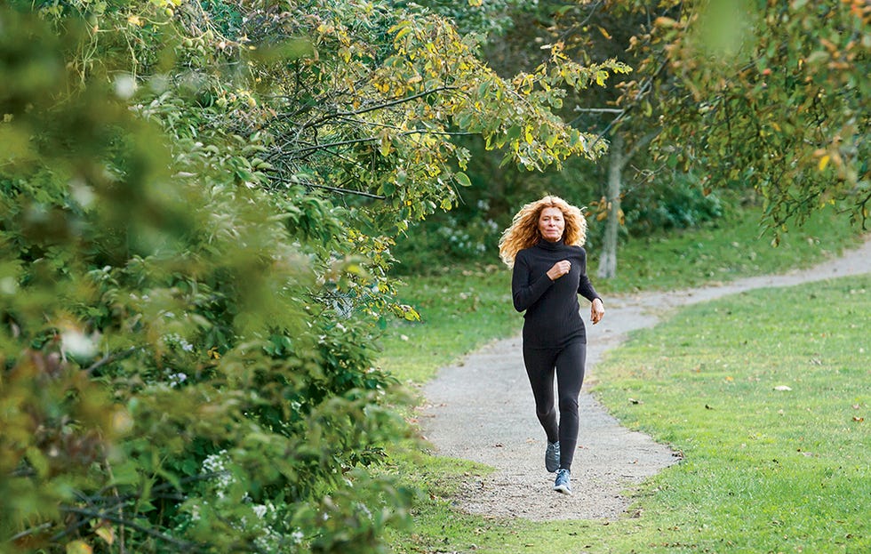 Gibb running on nature trail