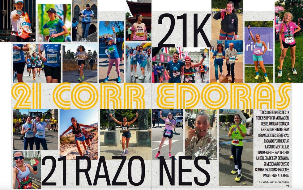 collage of runners participating in various 21k events