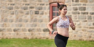 do not use without written permission  heather irvine running Badeschuhe in bethlehem wearing the senita go with the flow maternity sports bra