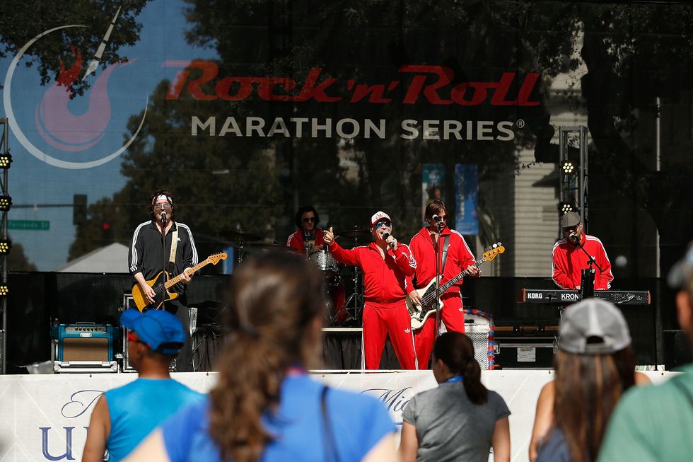 san jose, california   october 06 band 'wonderbread 5' perform for runners after the 2019 michelob ultra rock 'n' roll 12 mara on october 06, 2019 in san jose, california photo by lachlan cunninghamgetty images