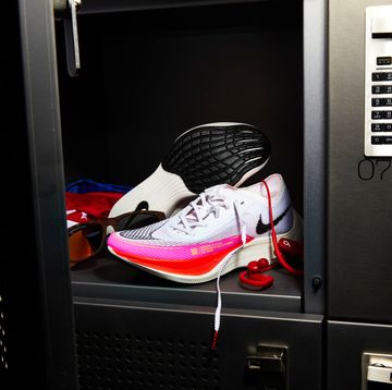 a pair of shoes in a locker