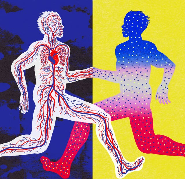 abstract illustration of two runners