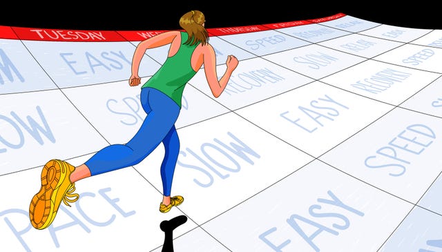 woman running on large calendar