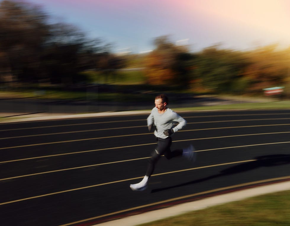 a man running on a road